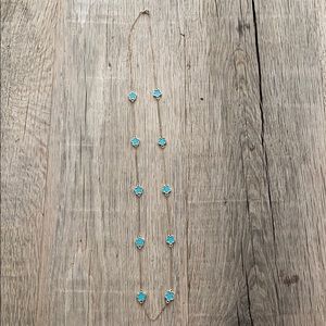 Gold necklace with turquoise flowers